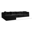Meridian Furniture 5-Piece Black Corduroy Performance Fabric Modular Sectional