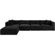 Meridian Furniture 5-Piece Black Corduroy Performance Fabric Modular Sectional