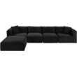 Meridian Furniture 5-Piece Black Corduroy Performance Fabric Modular Sectional