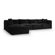 Meridian Furniture 5-Piece Black Corduroy Performance Fabric Modular Sectional