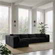 Meridian Furniture 5-Piece Black Corduroy Performance Fabric Modular Sectional