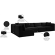 Meridian Furniture 5-Piece Black Corduroy Performance Fabric Modular Sectional