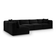 Meridian Furniture 5-Piece Black Corduroy Performance Fabric Modular Sectional