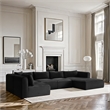 Meridian Furniture 5-Piece Black Corduroy Performance Fabric Modular Sectional