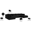 Meridian Furniture 5-Piece Black Corduroy Performance Fabric Modular Sectional