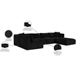 Meridian Furniture 6-Piece Black Corduroy Performance Fabric Modular Sectional