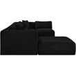 Meridian Furniture 6-Piece Black Corduroy Performance Fabric Modular Sectional