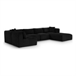Meridian Furniture 6-Piece Black Corduroy Performance Fabric Modular Sectional