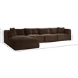 Meridian Furniture 5-Piece Brown Corduroy Performance Fabric Modular Sectional