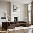 Meridian Furniture 5-Piece Brown Corduroy Performance Fabric Modular Sectional