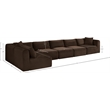 Meridian Furniture 6-Piece Brown Corduroy Performance Fabric Modular Sectional