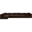 Meridian Furniture 6-Piece Brown Corduroy Performance Fabric Modular Sectional