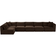 Meridian Furniture 6-Piece Brown Corduroy Performance Fabric Modular Sectional