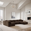 Meridian Furniture 6-Piece Brown Corduroy Performance Fabric Modular Sectional