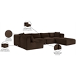 Meridian Furniture 6-Piece Brown Corduroy Performance Fabric Modular Sectional