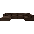Meridian Furniture 6-Piece Brown Corduroy Performance Fabric Modular Sectional