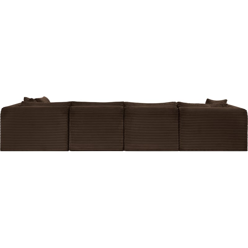 Meridian Furniture 6-Piece Brown Corduroy Performance Fabric Modular Sectional