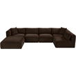 Meridian Furniture 6-Piece Brown Corduroy Performance Fabric Modular Sectional