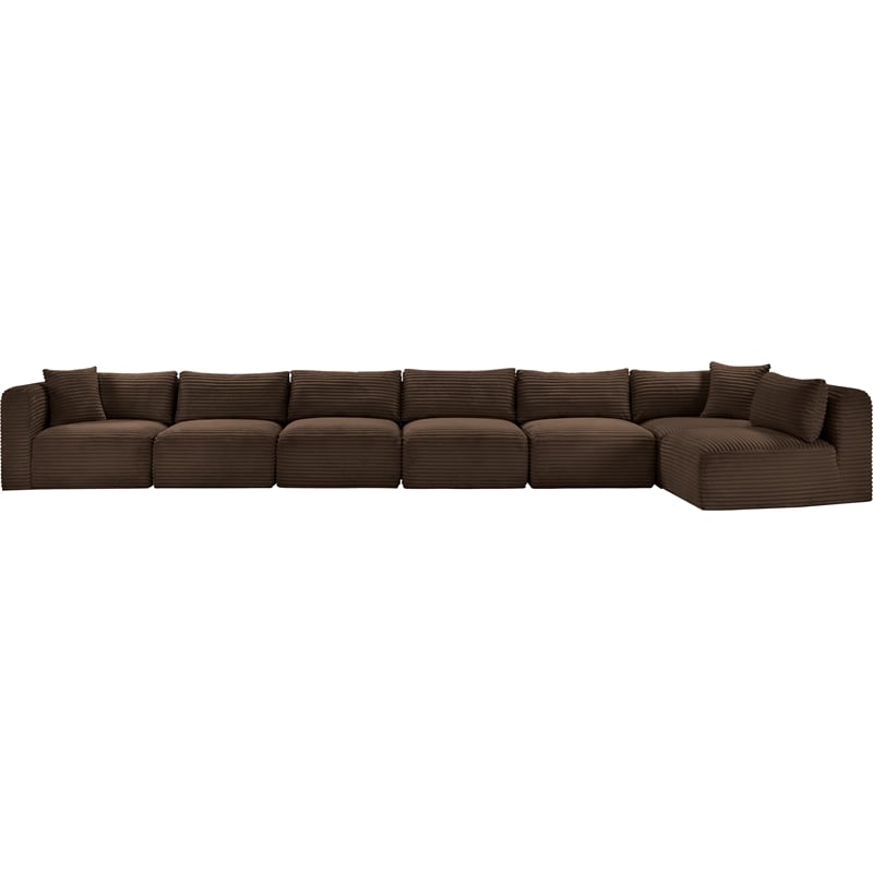 Meridian Furniture 7-Piece Brown Corduroy Performance Fabric Modular Sectional