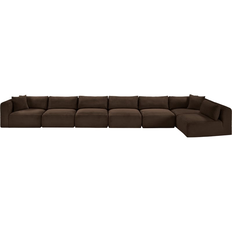 Meridian Furniture 7-Piece Brown Corduroy Performance Fabric Modular Sectional