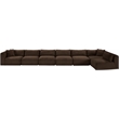 Meridian Furniture 7-Piece Brown Corduroy Performance Fabric Modular Sectional