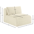 Meridian Furniture Shaggy Cream Corduroy Performance Fabric Armless Chair