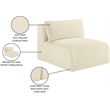 Meridian Furniture Shaggy Cream Corduroy Performance Fabric Armless Chair