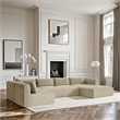 Meridian Furniture 5-Piece Cream Corduroy Performance Fabric Modular Sectional