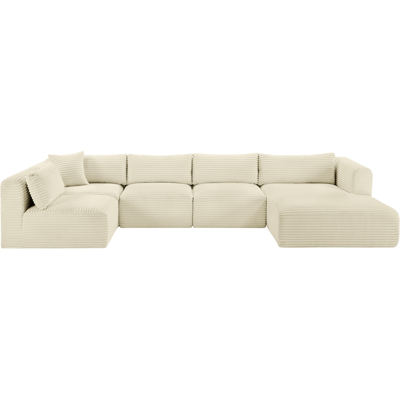Meridian Furniture 5-Piece Cream Corduroy Performance Fabric Modular Sectional