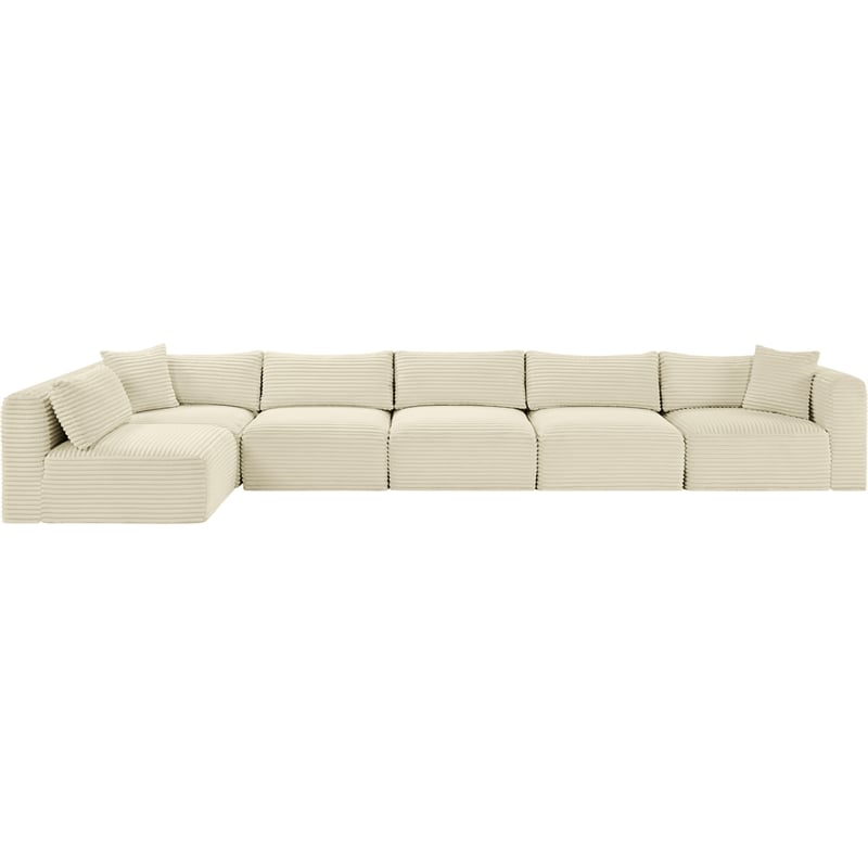 Meridian Furniture 6-Piece Cream Corduroy Performance Fabric Modular Sectional