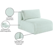 Meridian Furniture Shaggy Mint Corduroy Performance Fabric Armless Chair