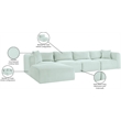 Meridian Furniture 5-Piece Mint Corduroy Performance Fabric Modular Sectional
