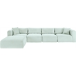 Meridian Furniture 5-Piece Mint Corduroy Performance Fabric Modular Sectional
