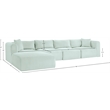 Meridian Furniture 5-Piece Mint Corduroy Performance Fabric Modular Sectional