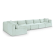 Meridian Furniture 6-Piece Mint Corduroy Performance Fabric Modular Sectional