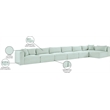 Meridian Furniture 7-Piece Mint Corduroy Performance Fabric Modular Sectional