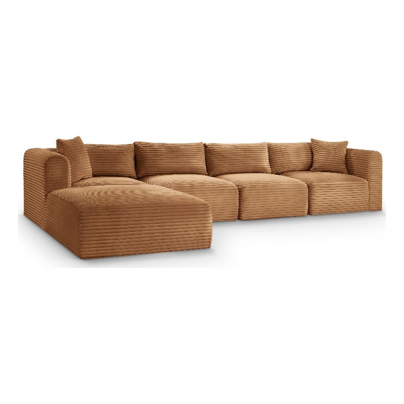 Meridian Furniture 5-Piece Saddle Corduroy Performance Fabric Modular Sectional
