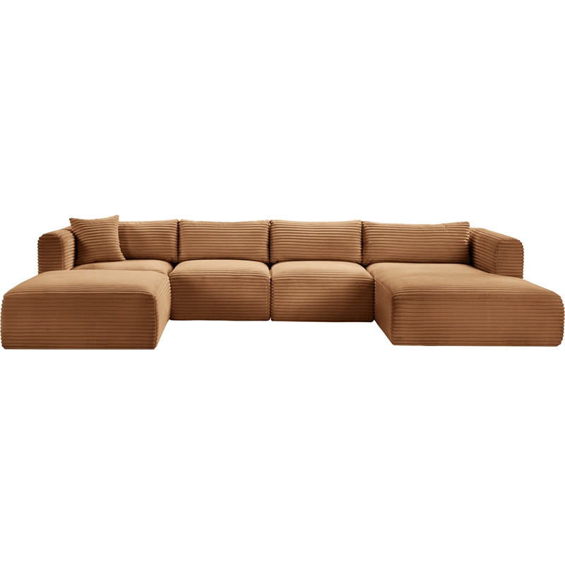 Meridian Furniture 5-Piece Saddle Corduroy Performance Fabric Modular Sectional
