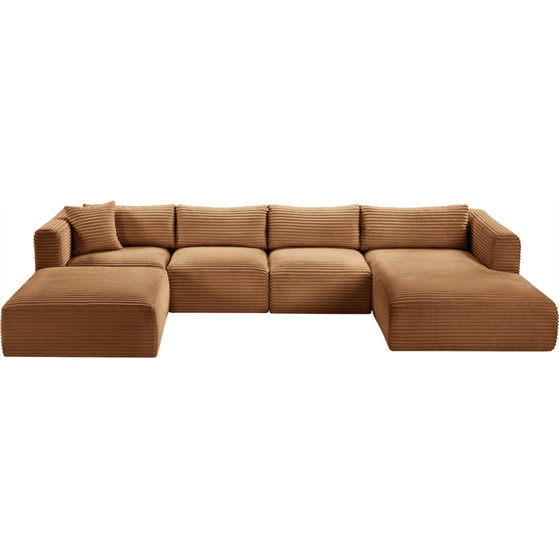 Meridian Furniture 5-Piece Saddle Corduroy Performance Fabric Modular Sectional