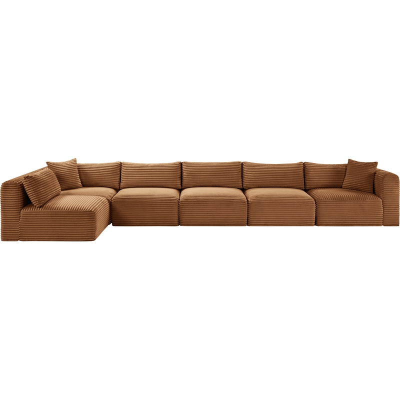 Meridian Furniture 6-Piece Saddle Corduroy Performance Fabric Modular Sectional