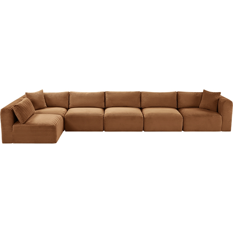 Meridian Furniture 6-Piece Saddle Corduroy Performance Fabric Modular Sectional