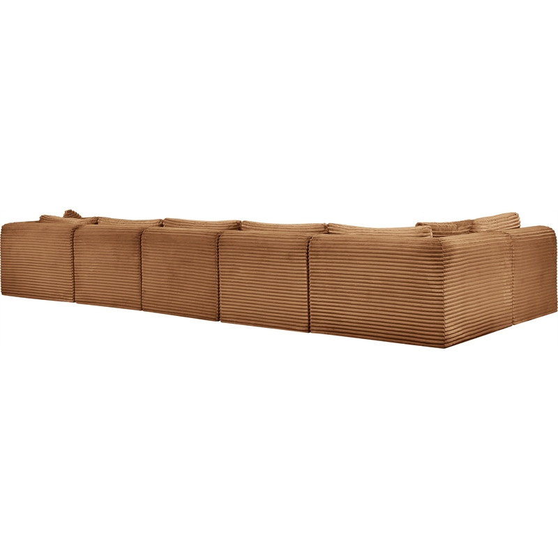 Meridian Furniture 6-Piece Saddle Corduroy Performance Fabric Modular Sectional