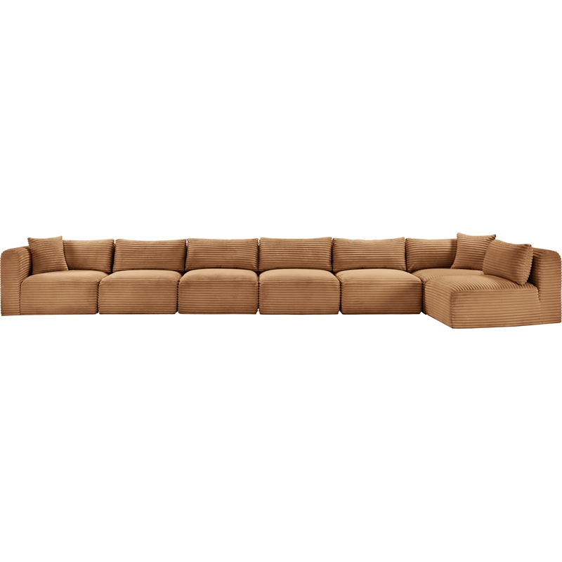 Meridian Furniture 7-Piece Saddle Corduroy Performance Fabric Modular Sectional