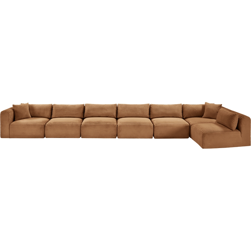 Meridian Furniture 7-Piece Saddle Corduroy Performance Fabric Modular Sectional