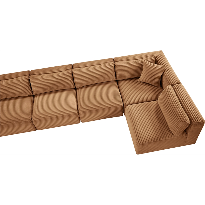 Meridian Furniture 7-Piece Saddle Corduroy Performance Fabric Modular Sectional