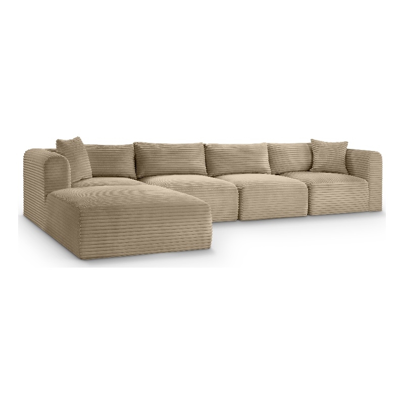Meridian Furniture 5-Piece Taupe Corduroy Performance Fabric Modular Sectional