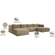 Meridian Furniture 5-Piece Taupe Corduroy Performance Fabric Modular Sectional