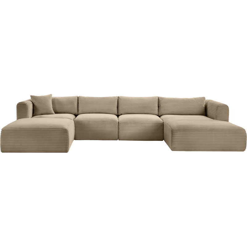 Meridian Furniture 5-Piece Taupe Corduroy Performance Fabric Modular Sectional
