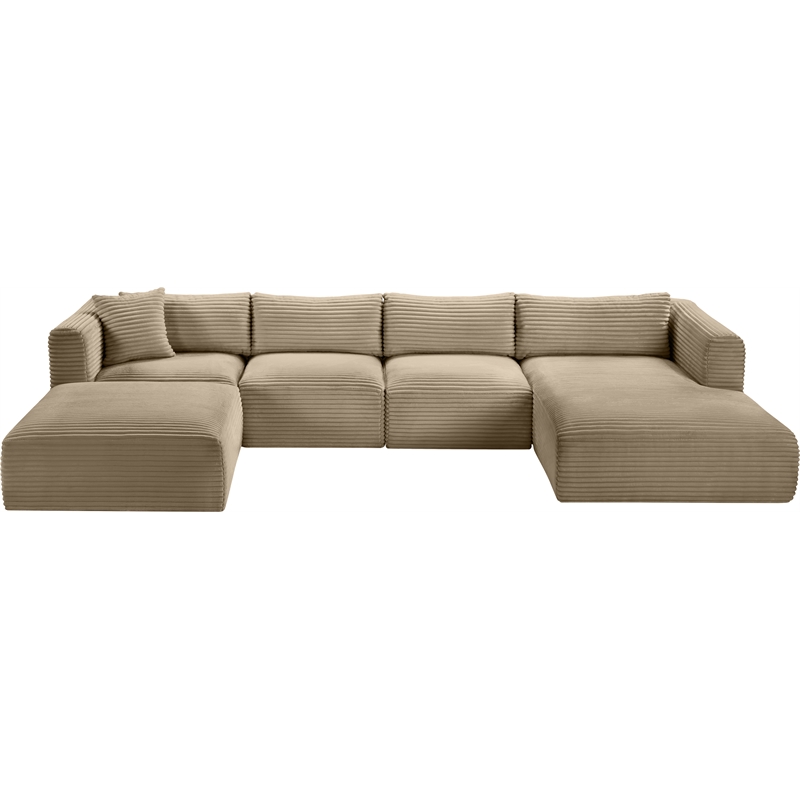 Meridian Furniture 5-Piece Taupe Corduroy Performance Fabric Modular Sectional