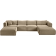 Meridian Furniture 5-Piece Taupe Corduroy Performance Fabric Modular Sectional